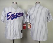 Wholesale Cheap Mitchell And Ness Expos Blank White(Blue Strip) Throwback Stitched MLB Jersey