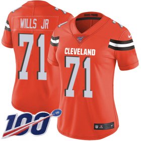 Wholesale Cheap Nike Browns #71 Jedrick Wills JR Orange Alternate Women\'s Stitched NFL 100th Season Vapor Untouchable Limited Jersey