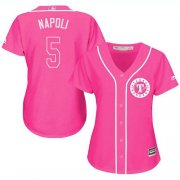 Wholesale Cheap Rangers #5 Mike Napoli Pink Fashion Women's Stitched MLB Jersey