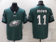 Wholesale Cheap Men's Philadelphia Eagles #11 A. J. Brown Green Team Big Logo Limited Stitched Jersey
