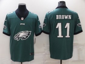 Wholesale Cheap Men\'s Philadelphia Eagles #11 A. J. Brown Green Team Big Logo Limited Stitched Jersey