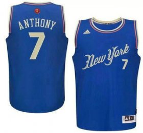 Wholesale Cheap Men\'s New York Knicks #7 Carmelo Anthony Revolution 30 Swingman 2015 Christmas Day Blue Jersey