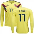 Wholesale Cheap Colombia #17 F.Pardo Home Long Sleeves Soccer Country Jersey