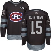 Wholesale Cheap Adidas Canadiens #15 Jesperi Kotkaniemi Black 1917-2017 100th Anniversary Stitched NHL Jersey
