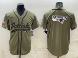 Wholesale Cheap Men's New England Patriots Olive Salute to Service Team Big Logo Cool Base Stitched Baseball Jersey