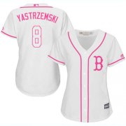 Wholesale Cheap Red Sox #8 Carl Yastrzemski White/Pink Fashion Women's Stitched MLB Jersey