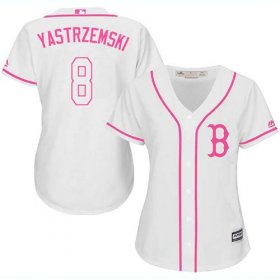Wholesale Cheap Red Sox #8 Carl Yastrzemski White/Pink Fashion Women\'s Stitched MLB Jersey
