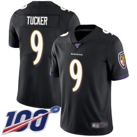 Wholesale Cheap Nike Ravens #9 Justin Tucker Black Alternate Men\'s Stitched NFL 100th Season Vapor Limited Jersey