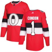 Wholesale Cheap Adidas Senators #1 Mike Condon Red Authentic 2017 100 Classic Stitched NHL Jersey
