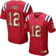 Wholesale Cheap Nike Patriots #12 Tom Brady Red Alternate Men's Stitched NFL Elite Gold Jersey
