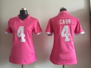 Wholesale Cheap Women's Oakland Raiders #4 Derek Carr Pink Bubble Gum 2015 NFL Jersey