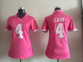 Wholesale Cheap Women\'s Oakland Raiders #4 Derek Carr Pink Bubble Gum 2015 NFL Jersey