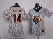 Wholesale Cheap Nike Bengals #14 Andy Dalton Zebra Women's Stitched NFL Elite Jersey