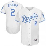 Wholesale Cheap Royals #2 Alcides Escobar White Flexbase Authentic Collection Father's Day Stitched MLB Jersey