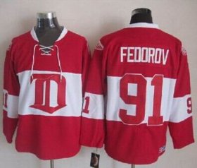 Wholesale Cheap Red Wings #91 Sergei Fedorov Red Winter Classic CCM Throwback Stitched NHL Jersey