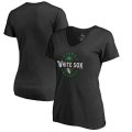 Wholesale Cheap Chicago White Sox Majestic Women's Forever Lucky V-Neck T-Shirt Black