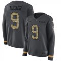 Wholesale Cheap Nike Ravens #9 Justin Tucker Anthracite Salute to Service Women's Stitched NFL Limited Therma Long Sleeve Jersey