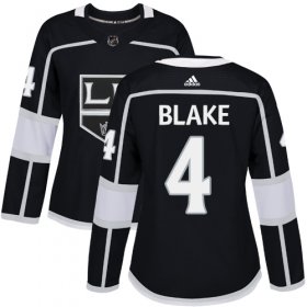 Wholesale Cheap Adidas Kings #4 Rob Blake Black Home Authentic Women\'s Stitched NHL Jersey