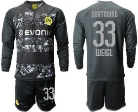 Wholesale Cheap Dortmund #33 Weigl Away Long Sleeves Soccer Club Jersey