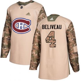 Wholesale Cheap Adidas Canadiens #4 Jean Beliveau Camo Authentic 2017 Veterans Day Stitched Youth NHL Jersey