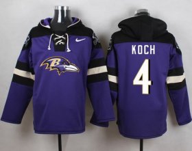 Wholesale Cheap Nike Ravens #4 Sam Koch Purple Player Pullover NFL Hoodie