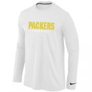 Wholesale Cheap Nike Green Bay Packers Authentic Font Long Sleeve T-Shirt White