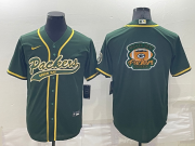 Wholesale Cheap Men's Green Bay Packers Green Team Big Logo With Patch Cool Base Stitched Baseball Jersey