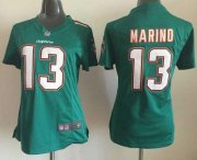 Wholesale Cheap Nike Dolphins #13 Dan Marino Aqua Green Team Color Women's Stitched NFL Elite Jersey
