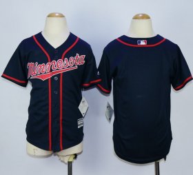 Wholesale Cheap Twins Blank Navy Blue Cool Base Stitched Youth MLB Jersey