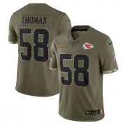 Wholesale Cheap Men's Kansas City Chiefs #58 Derrick Thomas 2022 Olive Salute To Service Limited Stitched Jersey