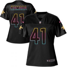 Wholesale Cheap Nike Saints #41 Alvin Kamara Black Women\'s NFL Fashion Game Jersey