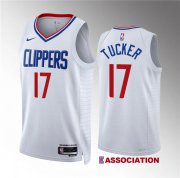 Men's Los Angeles Clippers #17 P.j. Tucker White Association Edition Stitched Jersey
