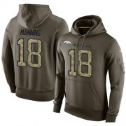 Wholesale Cheap NFL Men's Nike Denver Broncos #18 Peyton Manning Stitched Green Olive Salute To Service KO Performance Hoodie