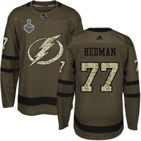Wholesale Cheap Adidas Lightning #77 Victor Hedman Green Salute to Service 2020 Stanley Cup Final Stitched NHL Jersey