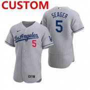 Wholesale Cheap Men's Los Angeles Dodgers Custom Nike Gray 2020 Road MLB Flex Base Jersey