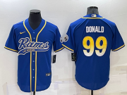 Wholesale Men's Los Angeles Rams #99 Aaron Donald Blue Stitched Cool Base Nike Baseball Jersey