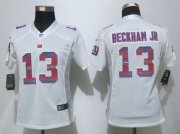 Wholesale Cheap Nike Giants #13 Odell Beckham Jr White Women's Stitched NFL Elite Strobe Jersey