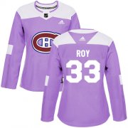 Wholesale Cheap Adidas Canadiens #33 Patrick Roy Purple Authentic Fights Cancer Women's Stitched NHL Jersey