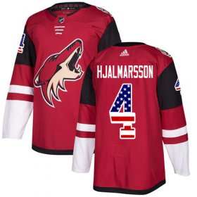 Wholesale Cheap Adidas Coyotes #4 Niklas Hjalmarsson Maroon Home Authentic USA Flag Stitched NHL Jersey