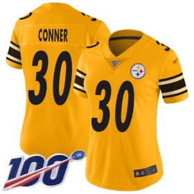 Wholesale Cheap Nike Steelers #30 James Conner Gold Women\'s Stitched NFL Limited Inverted Legend 100th Season Jersey