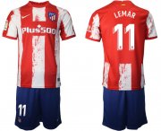 Wholesale Cheap Men 2021-2022 Club Atletico Madrid home red 11 Nike Soccer Jersey