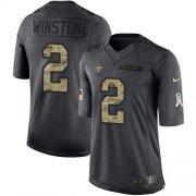 Wholesale Cheap Nike Saints #2 Jameis Winston Black Men's Stitched NFL Limited 2016 Salute to Service Jersey