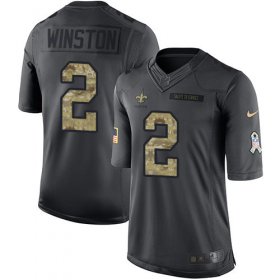 Wholesale Cheap Nike Saints #2 Jameis Winston Black Men\'s Stitched NFL Limited 2016 Salute to Service Jersey