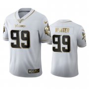 Wholesale Cheap Minnesota Vikings #99 Danielle Hunter Men's Nike White Golden Edition Vapor Limited NFL 100 Jersey