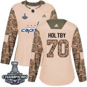 Wholesale Cheap Adidas Capitals #70 Braden Holtby Camo Authentic 2017 Veterans Day Stanley Cup Final Champions Women's Stitched NHL Jersey