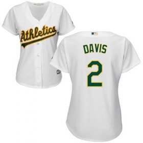 Wholesale Cheap Athletics #2 Khris Davis White Home Women\'s Stitched MLB Jersey