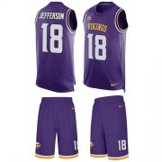 Wholesale Cheap Nike Vikings #18 Justin Jefferson Purple Team Color Men's Stitched NFL Limited Tank Top Suit Jersey