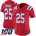 Wholesale Cheap Nike Patriots #25 Terrence Brooks Red Alternate Women's Stitched NFL 100th Season Vapor Limited Jersey