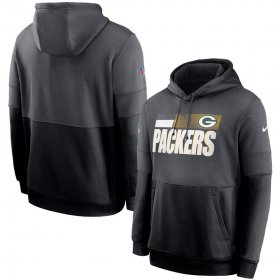 Wholesale Cheap Green Bay Packers Nike Sideline Impact Lockup Performance Pullover Hoodie Charcoal Black