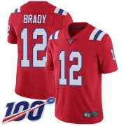 Wholesale Cheap Nike Patriots #12 Tom Brady Red Alternate Men's Stitched NFL 100th Season Vapor Limited Jersey